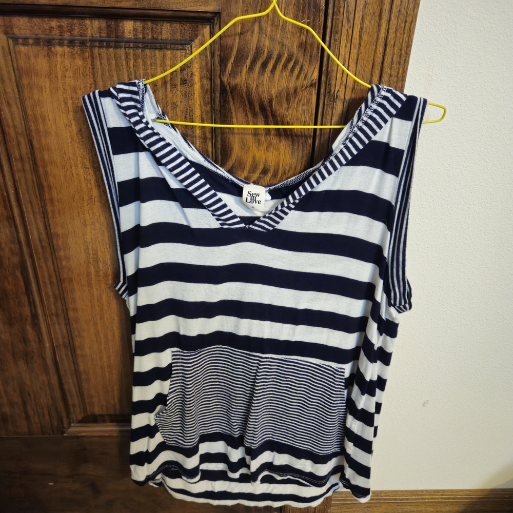 Sew In Love Navy and White Striped Tank Top